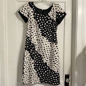 Talbots Black/White Cream Dress